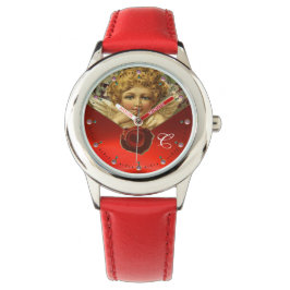 ANGEL HEART WAX SIEGEL, RED RUBY GEM MONOGRAM ARMBANDUHR