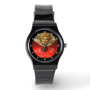 ANGEL HEART WAX SIEGEL RED RUBY GEMSTONE MONOGRAMM ARMBANDUHR