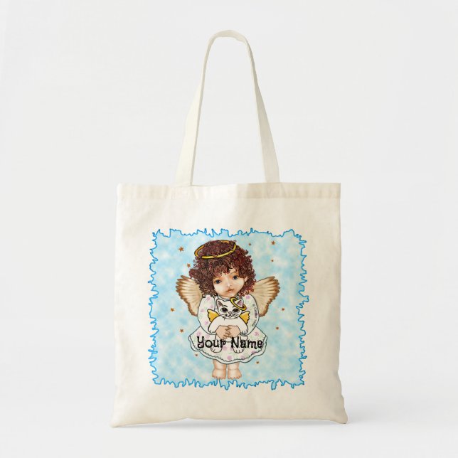 Angel Holding Cat Tote Bag Tragetasche (Vorne)