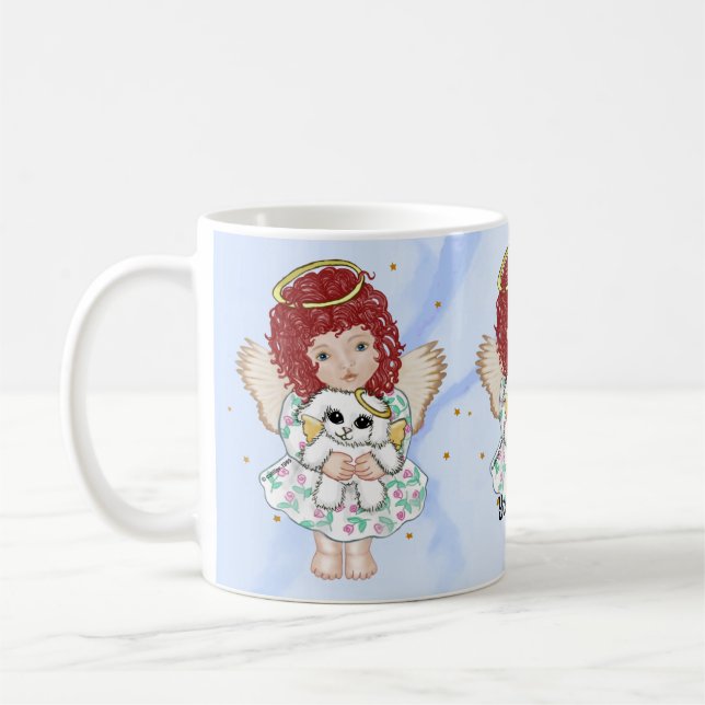 Angel Holding Hund Kaffeetasse (Links)