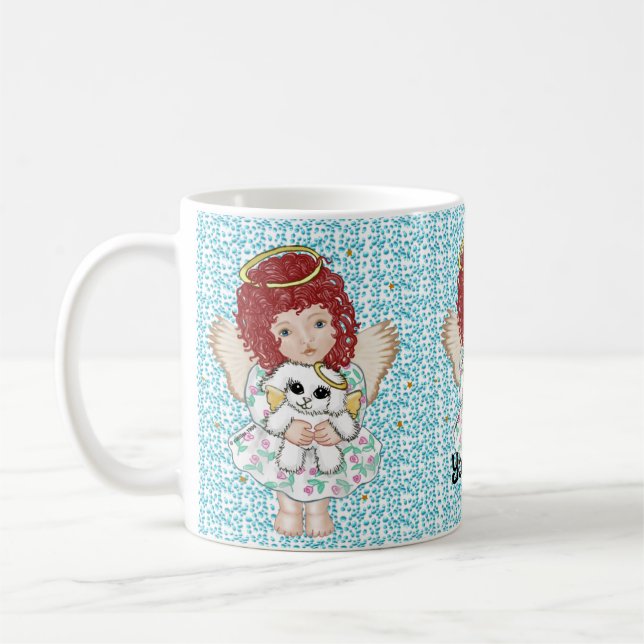 Angel Holding Hund Kaffeetasse (Links)