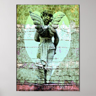 Angel Holy Cross and Heart Poster