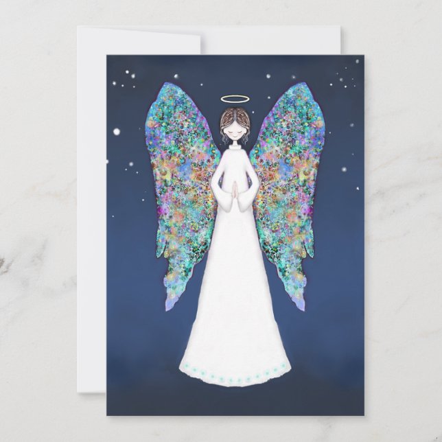 Angel im Gebet Feiertagskarte (Vorderseite)
