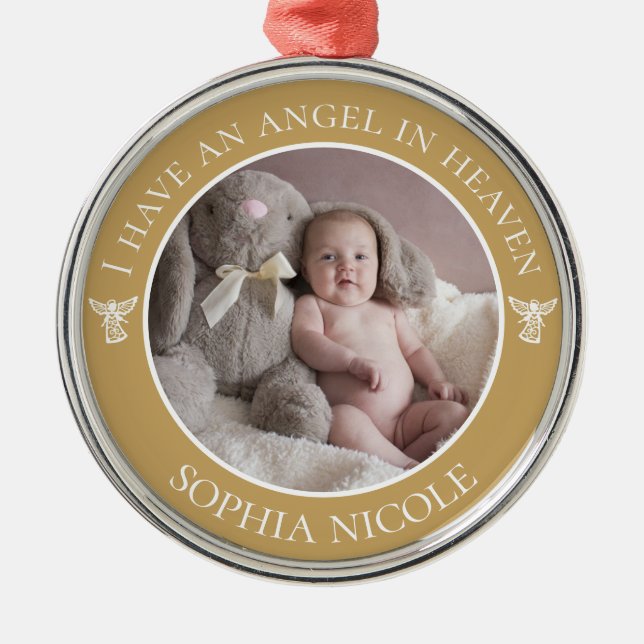 Angel im Heaven Memorial-Foto Ornament Aus Metall (Vorne)