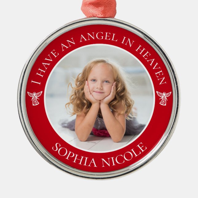 Angel im Heaven Memorial-Foto Ornament Aus Metall (Vorne)