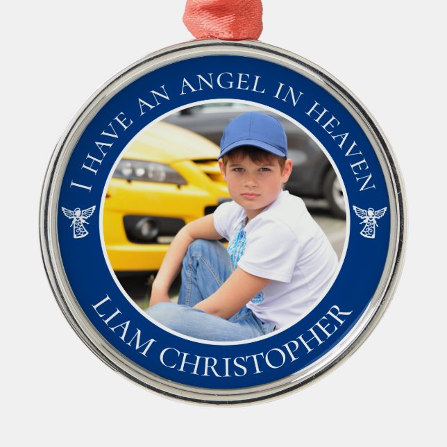 Angel im Heaven Memorial-Foto Ornament Aus Metall (Vorne)