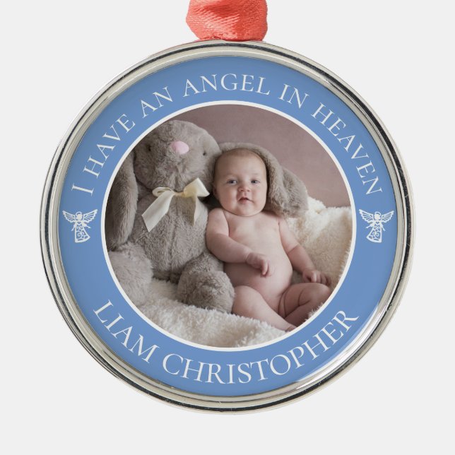 Angel im Heaven Memorial-Foto Ornament Aus Metall (Vorne)