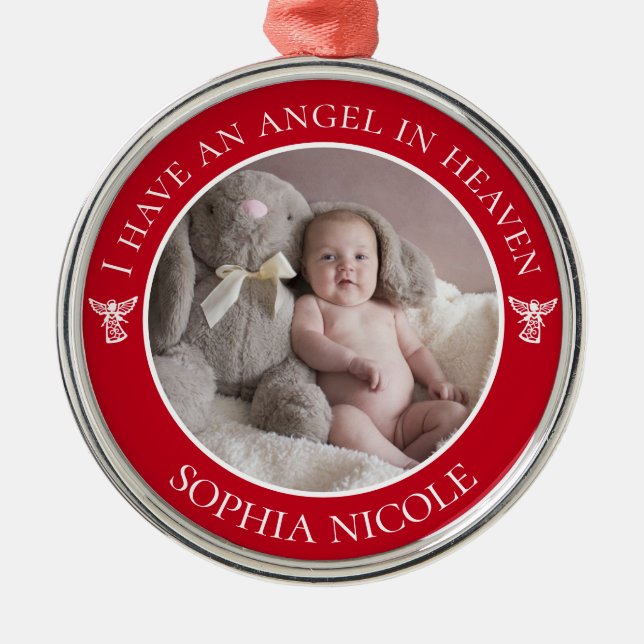 Angel im Heaven Memorial-Foto Ornament Aus Metall (Vorne)