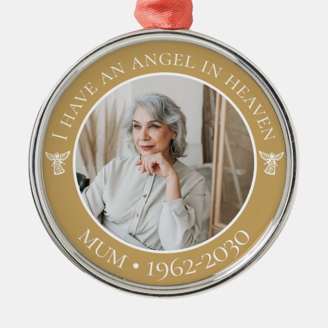 Angel im Heaven Mum Memorial Foto Ornament Aus Metall (Vorne)