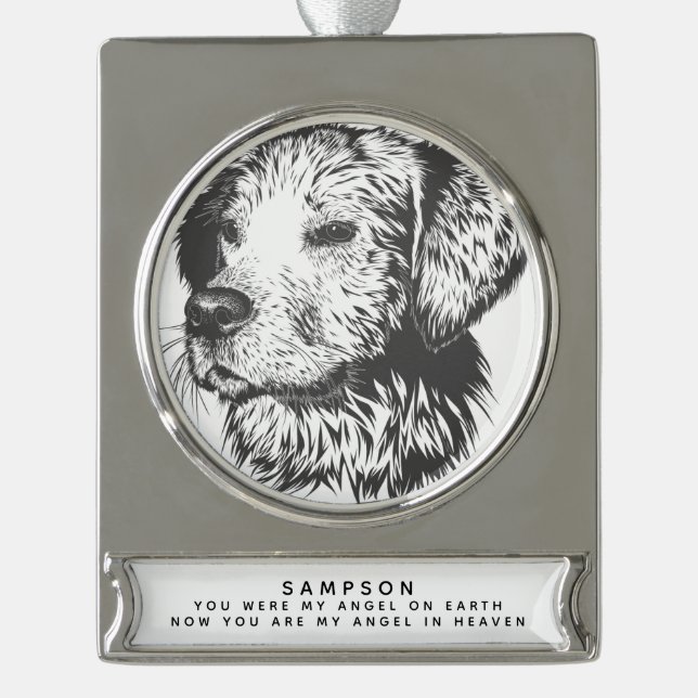 Angel im Himmel Personalisiertes Haustier Banner-Ornament Silber (Vorderseite)