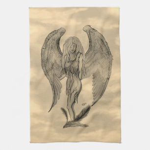 Angel im Tattoo Style Geschirrtuch