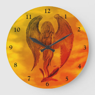 Angel im Tattoo Style Große Wanduhr