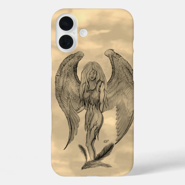 Angel im Tattoo Style iPhone 16 Plus Hülle (Rückseite)