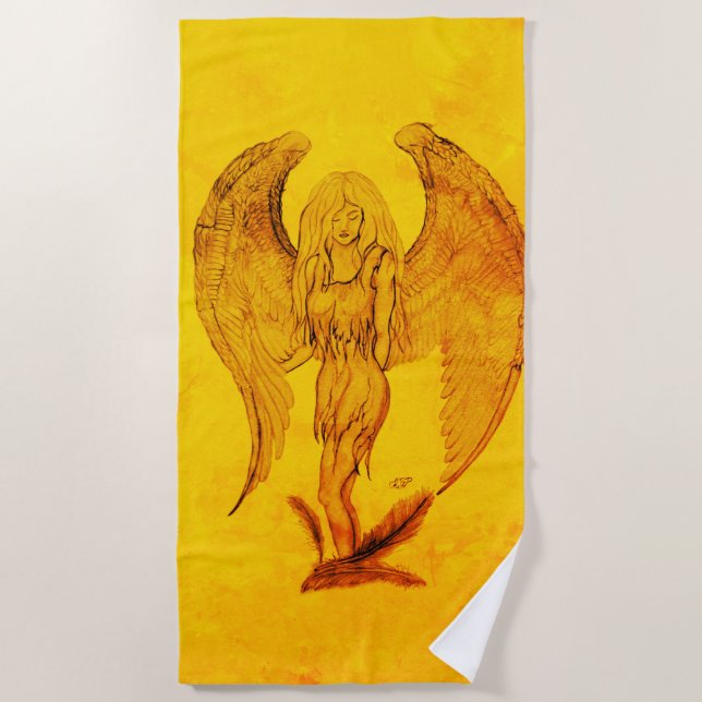Angel im Tattoo Style Strandtuch (Vorderseite)