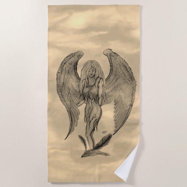 Angel im Tattoo Style Strandtuch (Vorderseite)