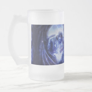 Angel in blau mattglas bierglas