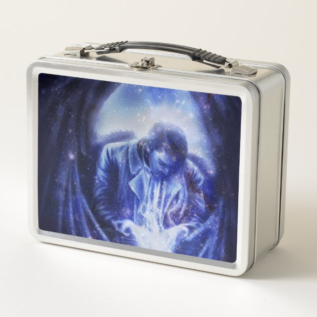 Angel in Blau Metall Lunch Box (Vorderseite)