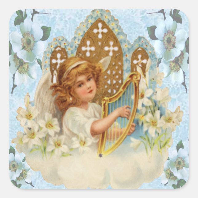 Angel in den Cloud-Aufklebern Quadratischer Aufkleber (Vorderseite)