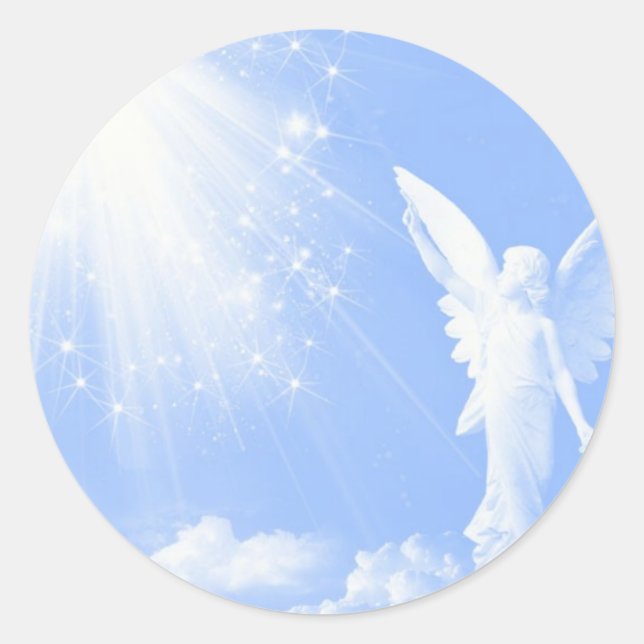 Angel in den Wolken Runder Aufkleber (Vorderseite)