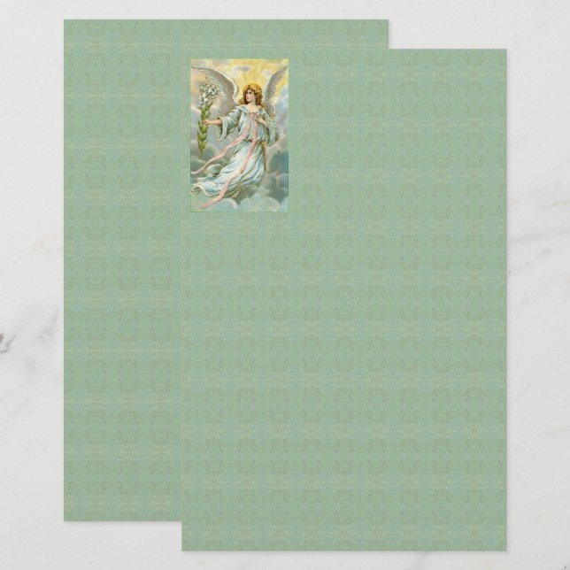 Angel in der blauen Stationerie Briefpapier (Vorne/Hinten)