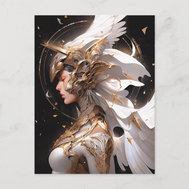 Angel in der Fantasiekunst der Weißen Rüstung Postkarte (Vorderseite)