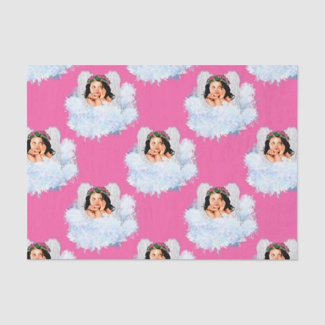 Angel in der Wolkendecke 5-Rosa-GEWEBE-WRAPPING-PA Seidenpapier (Vorderseite)