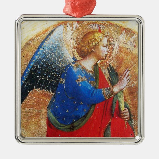 ANGEL IN GOLD RED BLUE, Archangel Gabriel Silbernes Ornament (Vorne)