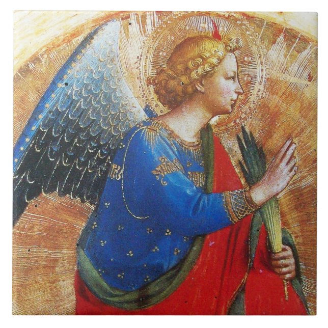 ANGEL IN GOLD RED BLUE VON BEATO ANGELICO Weihnach Fliese (Vorderseite)