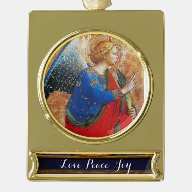ANGEL IN GOLD ROT UND BLAU Banner-Ornament GOLD (Vorderseite)