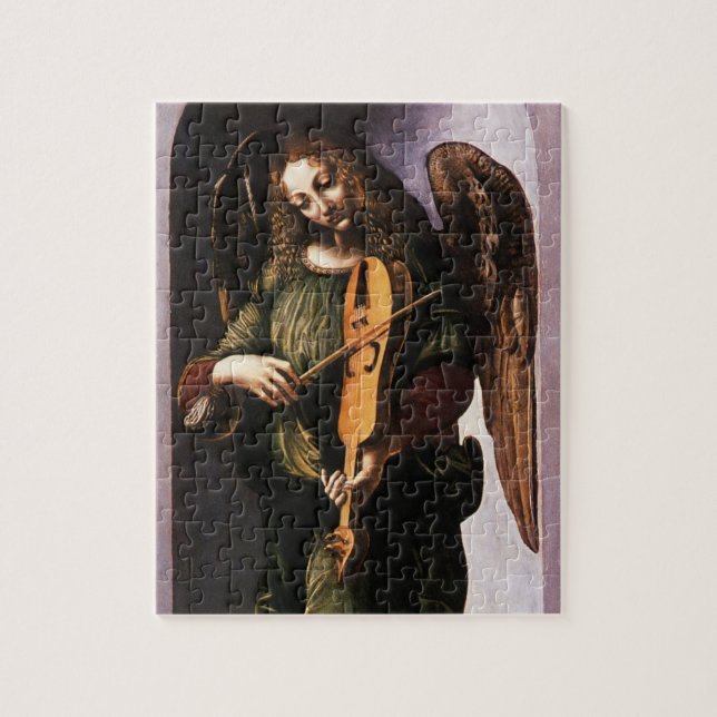 Angel in Grün mit Vielle von Leonardo da Vinci (Vertikal)
