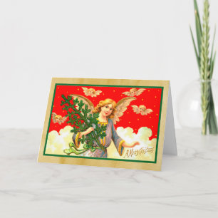 Angel in Lavender Carried Xmas Tree Karte