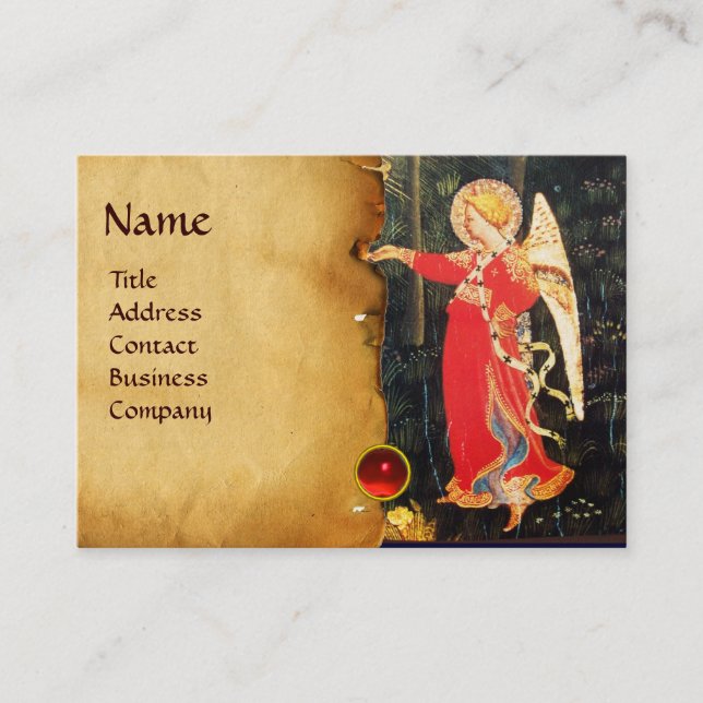 ANGEL IN ROT UND GOLD VISITENKARTE (Vorderseite)
