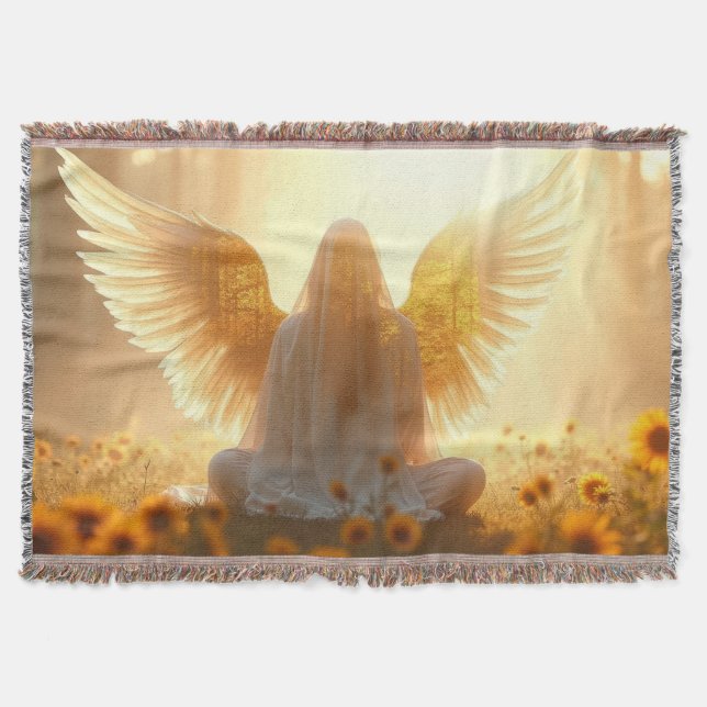 Angel in the sunflowers at sunset decke (Vorderseite)