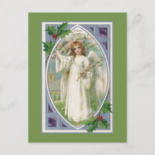Angel in Weiß mit Blau und Grün Postkarte