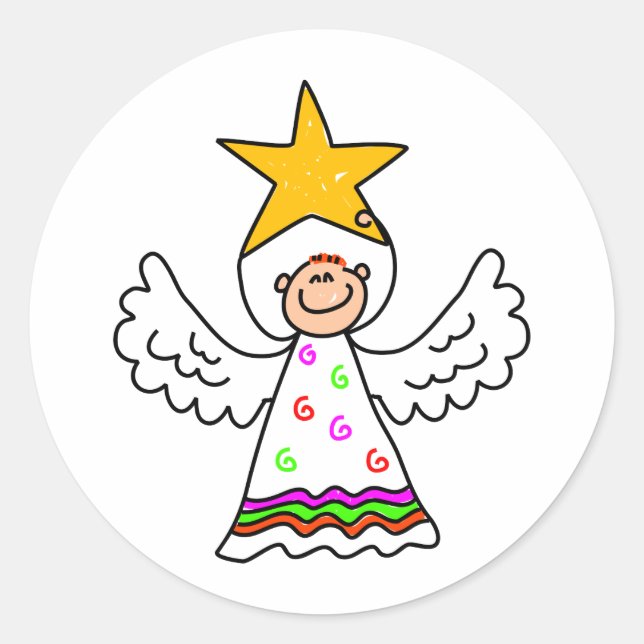 Angel Kid Runder Aufkleber (Vorderseite)