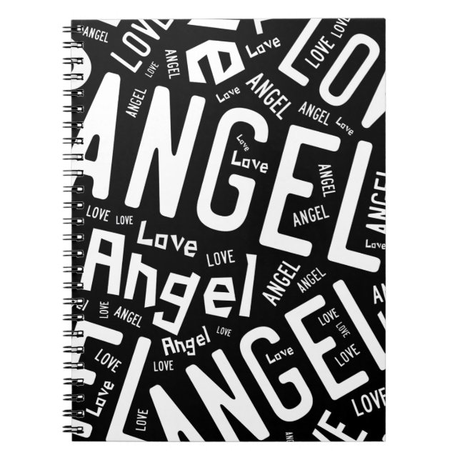 Angel Liebe Dove, weiß auf schwarz Notizblock (Vorderseite)