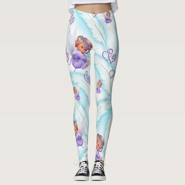 Angel Lila Hearts Leggings (Vorderseite)