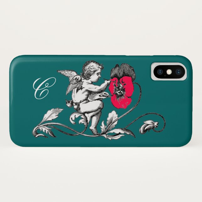 ANGEL MALERIEREN BLUME, MONOGRAMM, grün Case-Mate iPhone Hülle (Rückseite (Horizontal))