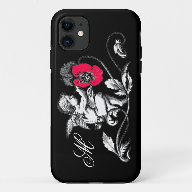 ANGEL MALERIEREN BLUME, MONOGRAMM, Schwarz Case-Mate iPhone Hülle (Rückseite)