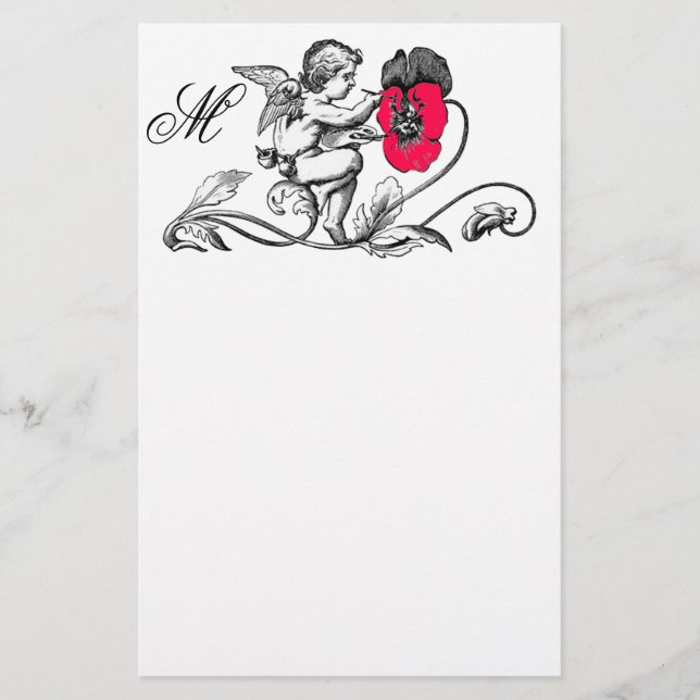 ANGEL MALERIEREN EIN BLUME-MONOGRAMM BRIEFPAPIER (Vorderseite)