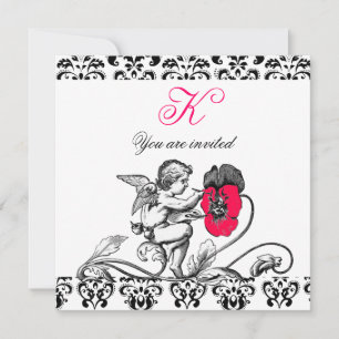 ANGEL MALERIEREN EIN PINKES BLUME-DAMASK-MONOGRAMM EINLADUNG
