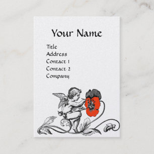 ANGEL MALERIEREN EINE ROTE BLUME MONOGRAM White Pe Visitenkarte