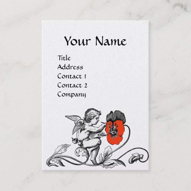 ANGEL MALERIEREN EINE ROTE BLUME MONOGRAM White Pe Visitenkarte (Vorderseite)