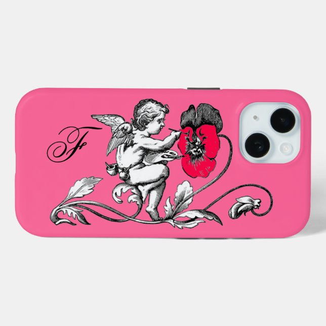 ANGEL MALERN EINER PINKEN BLUME, MONOGRAMM Case-Mate iPhone HÜLLE (Rückseite (Horizontal))