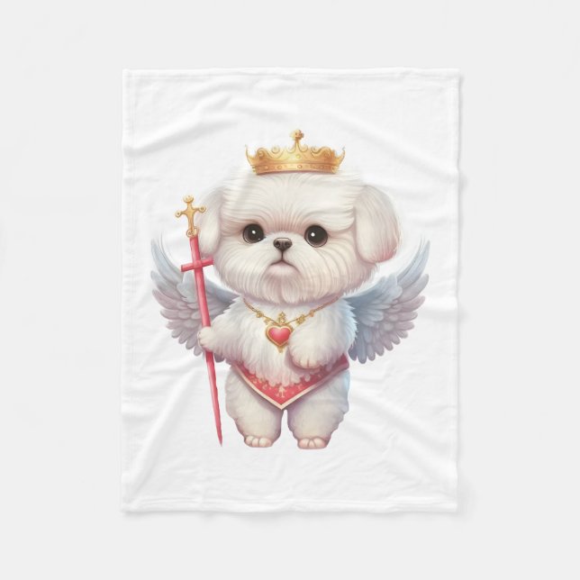 Angel Maltese Puppy, Maltes Hundeliebhaber und Bes Fleecedecke (Vorderseite)