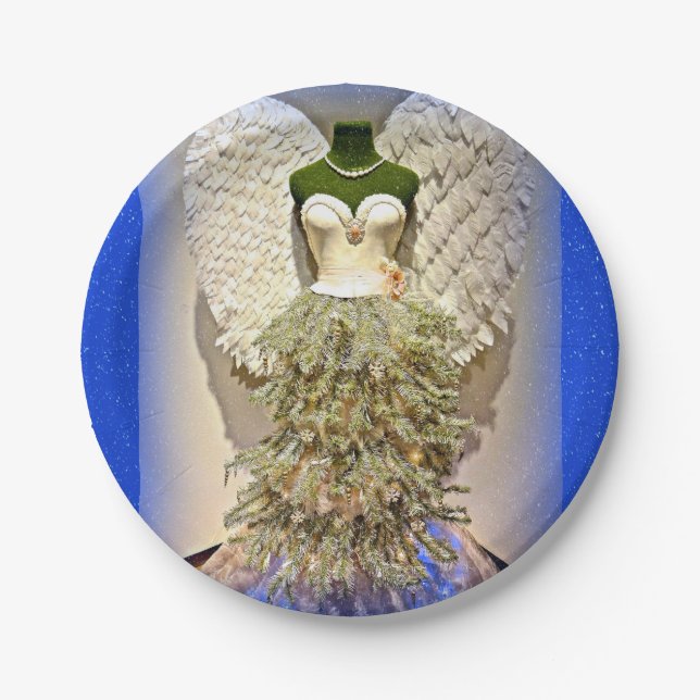 Angel Mannequin Kleid Form Weihnachtsbaum Pappteller (Vorderseite)
