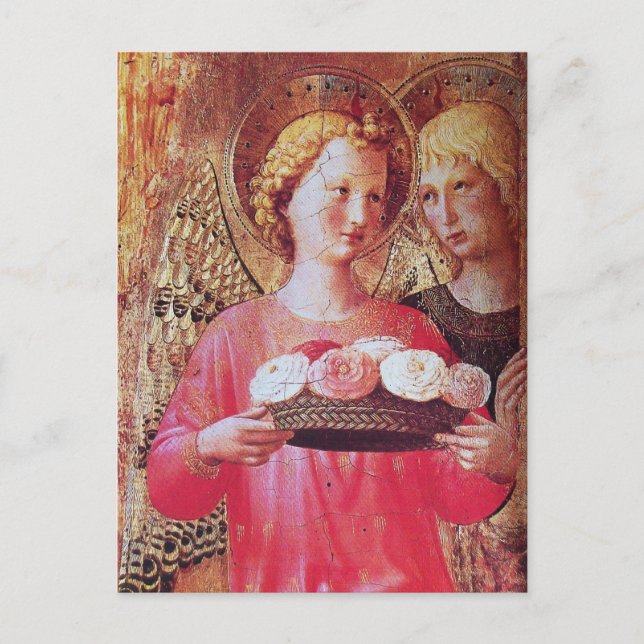 ANGEL MIT ROSE CHRISTMAS FEIERTAGSPOSTKARTE (Vorderseite)