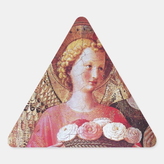 ANGEL MIT ROSE DREIECKIGER AUFKLEBER (Vorderseite)