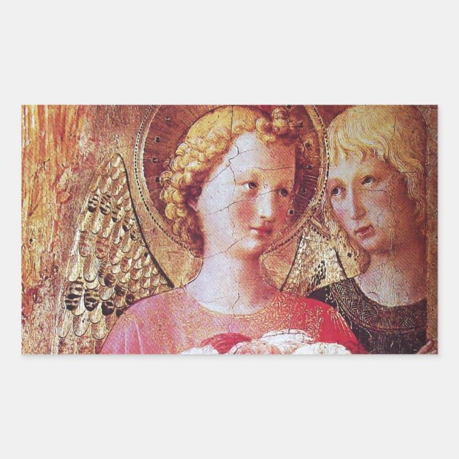 ANGEL MIT ROSE RECHTECKIGER AUFKLEBER (Vorderseite)