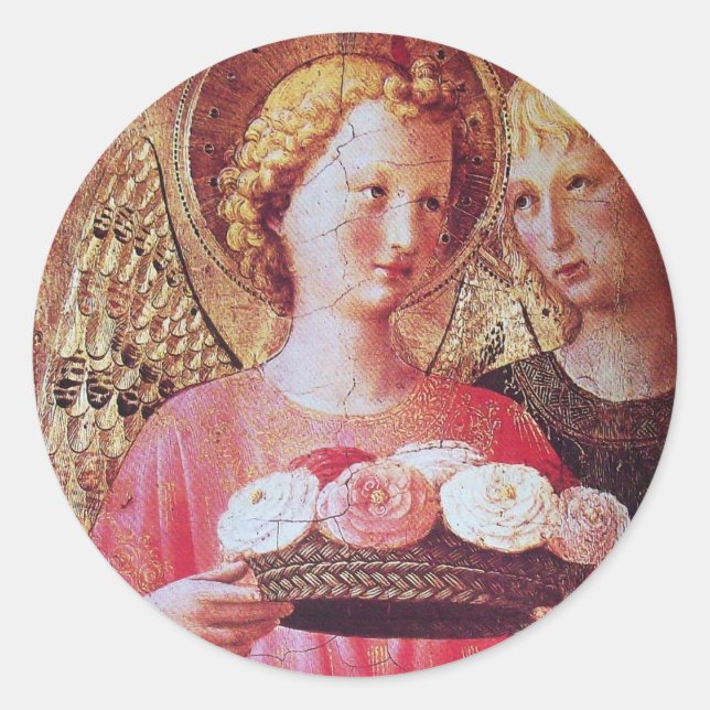 ANGEL MIT ROSE RUNDER AUFKLEBER (Vorderseite)